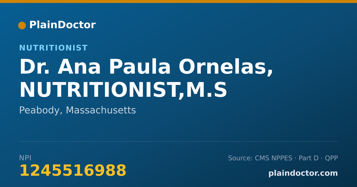 Shareable card for Ana Paula Ornelas, NUTRITIONIST,M.S - Nutritionist, Peabody, MA
