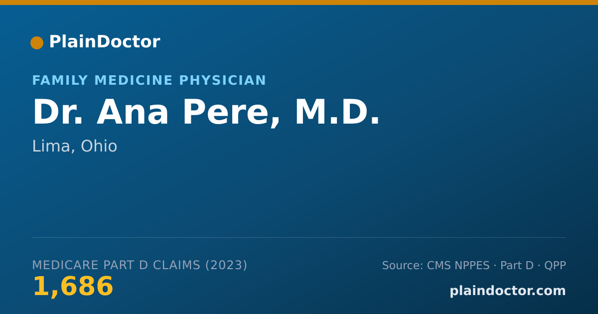 Shareable card for Ana Pere, M.D. - Family Medicine Physician, Lima, OH
