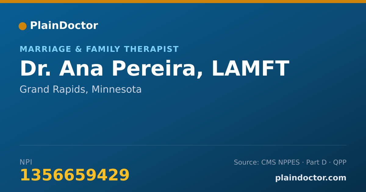 Shareable card for Ana Pereira, LAMFT - Marriage & Family Therapist, Grand Rapids, MN