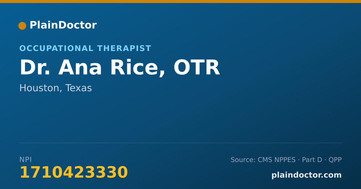 Shareable card for Ana Rice, OTR - Occupational Therapist, Houston, TX