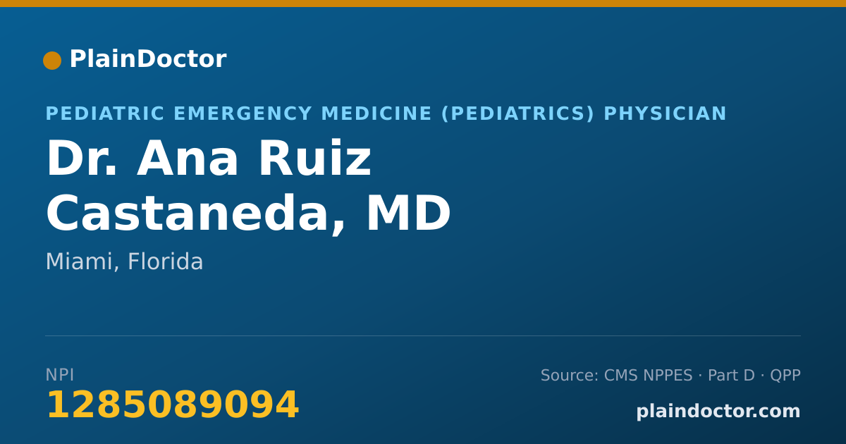 Shareable card for Ana Ruiz Castaneda, MD - Pediatric Emergency Medicine (Pediatrics) Physician, Miami, FL