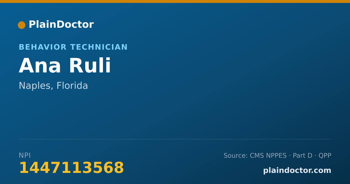 Shareable card for Ana Ruli - Behavior Technician, Naples, FL