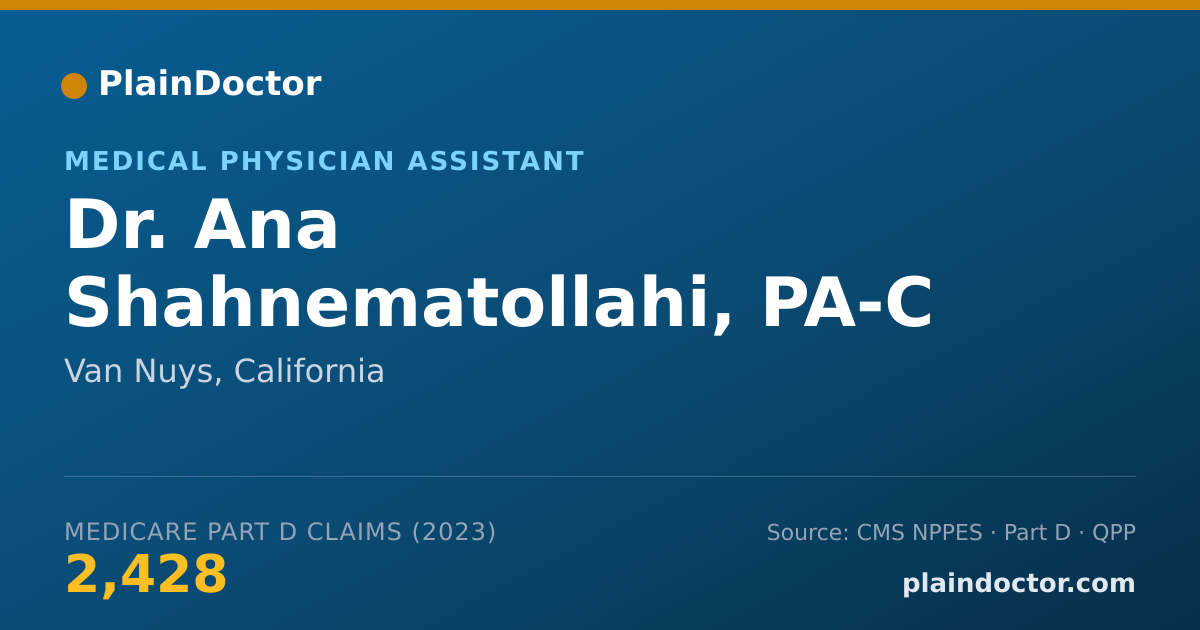 Shareable card for Ana Shahnematollahi, PA-C - Medical Physician Assistant, Van Nuys, CA