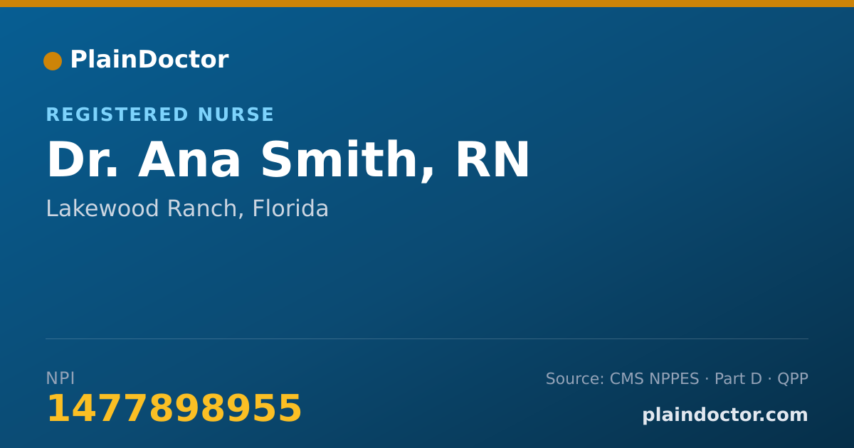 Shareable card for Ana Smith, RN - Registered Nurse, Lakewood Ranch, FL