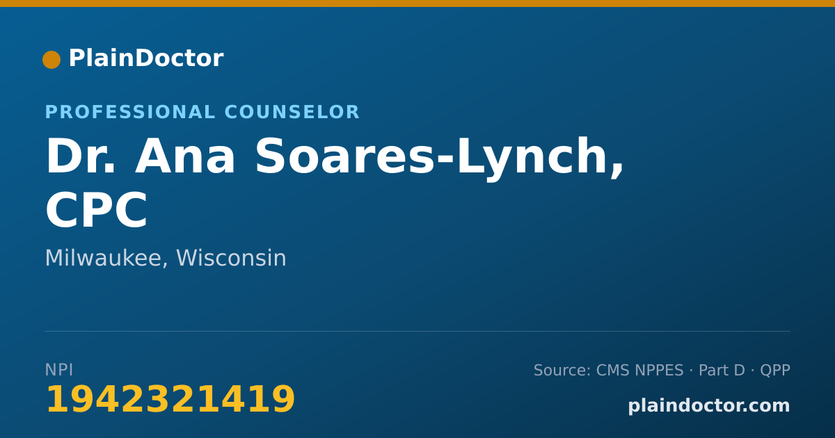 Shareable card for Ana Soares-Lynch, CPC - Professional Counselor, Milwaukee, WI
