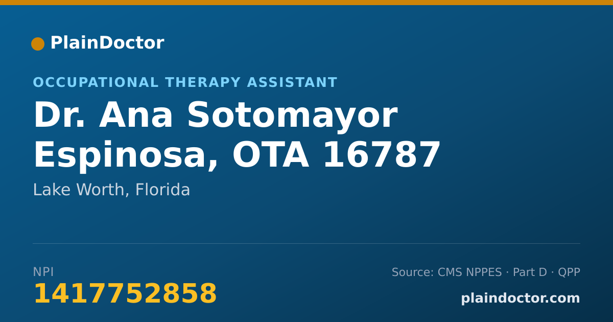 Shareable card for Ana Sotomayor Espinosa, OTA 16787 - Occupational Therapy Assistant, Lake Worth, FL