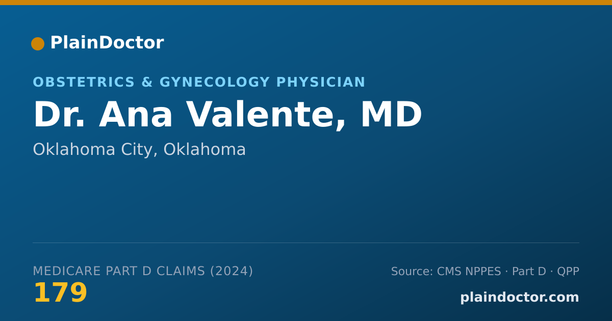 Shareable card for Ana Valente, MD - Obstetrics & Gynecology Physician, Oklahoma City, OK