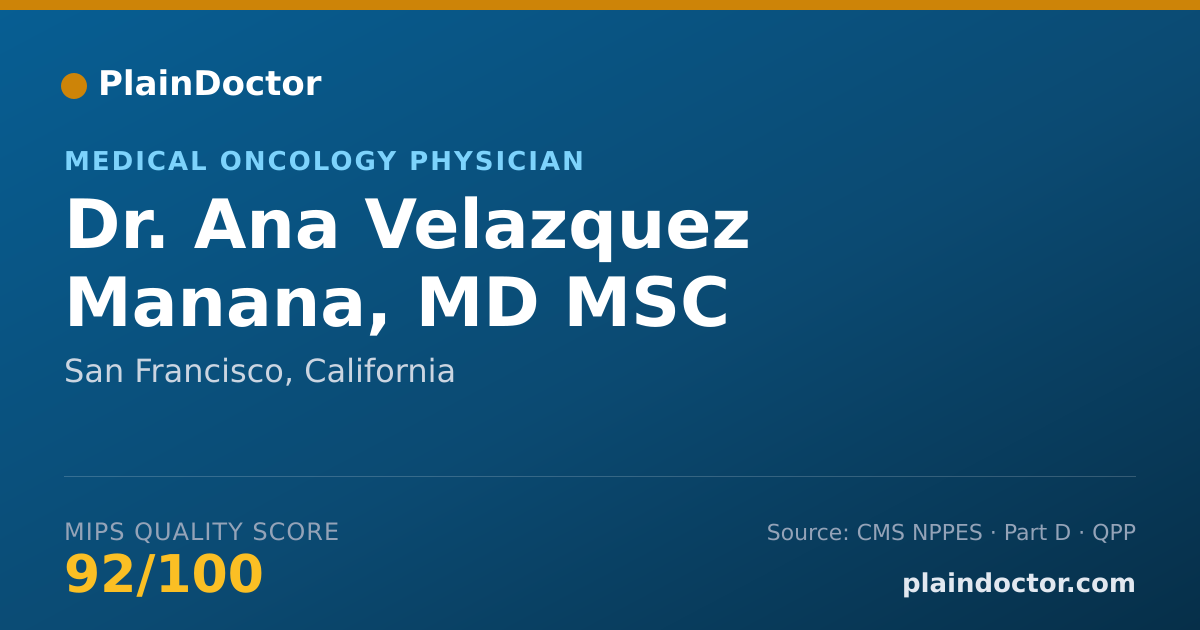 Shareable card for Ana Velazquez Manana, MD MSC - Medical Oncology Physician, San Francisco, CA