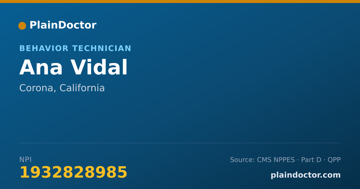 Shareable card for Ana Vidal - Behavior Technician, Corona, CA