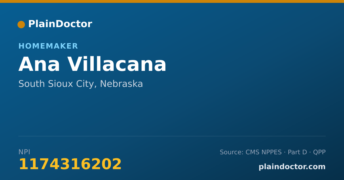 Shareable card for Ana Villacana - Homemaker, South Sioux City, NE