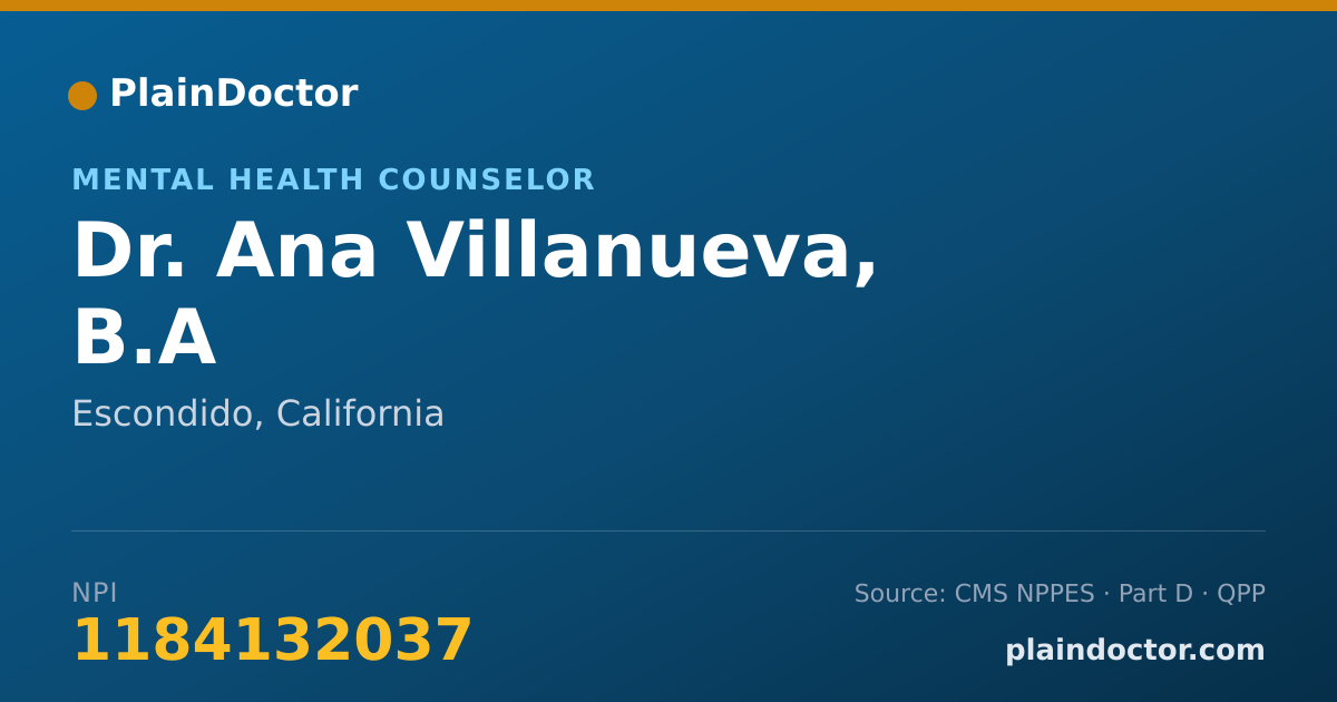 Shareable card for Ana Villanueva, B.A - Mental Health Counselor, Escondido, CA