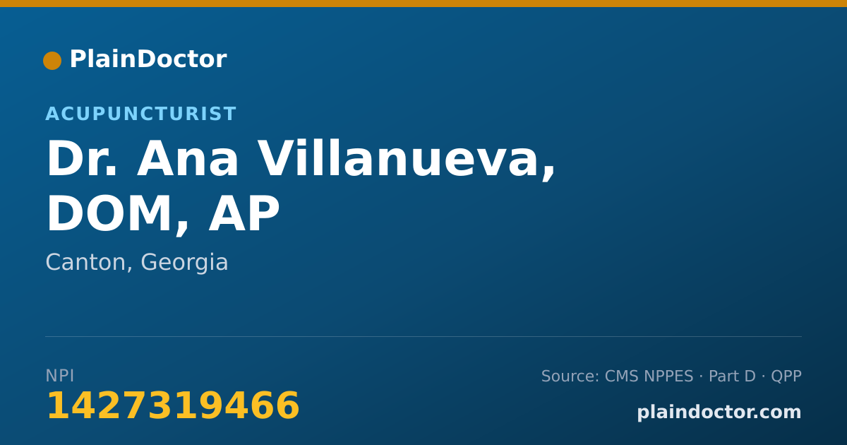 Shareable card for Ana Villanueva, DOM, AP - Acupuncturist, Canton, GA