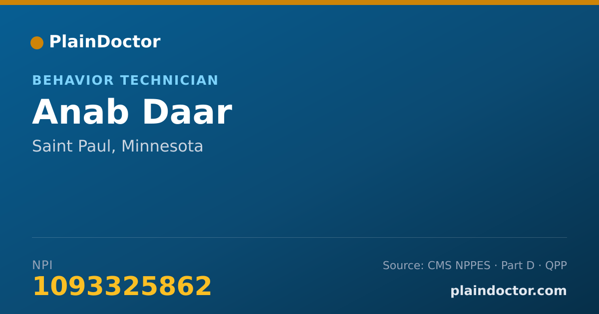 Shareable card for Anab Daar - Behavior Technician, Saint Paul, MN