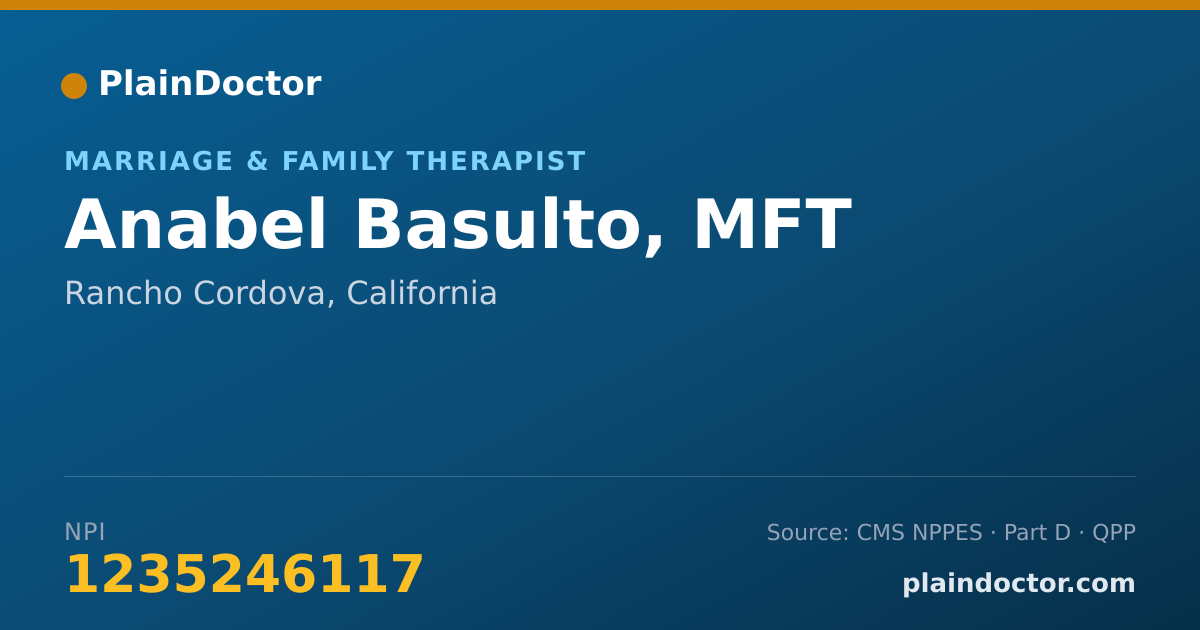 Shareable card for Anabel Basulto, MFT - Marriage & Family Therapist, Rancho Cordova, CA