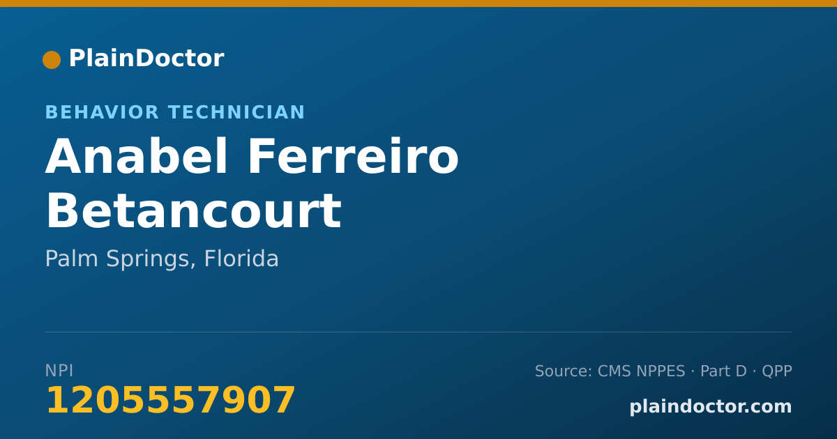 Shareable card for Anabel Ferreiro Betancourt - Behavior Technician, Palm Springs, FL