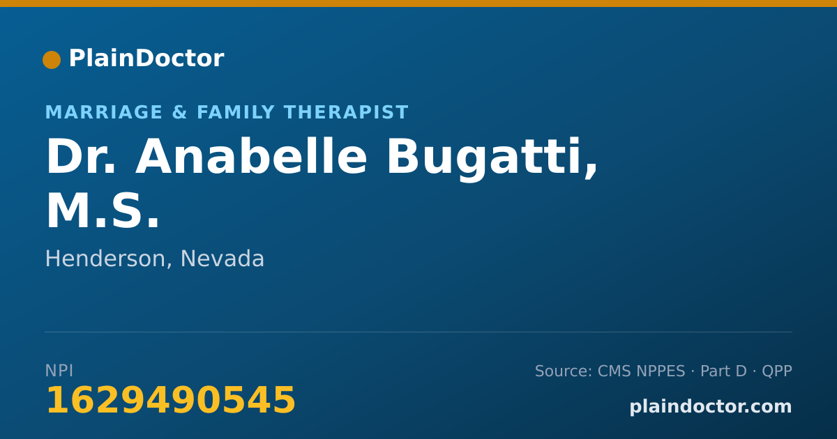 Shareable card for Anabelle Bugatti, M.S. - Marriage & Family Therapist, Henderson, NV