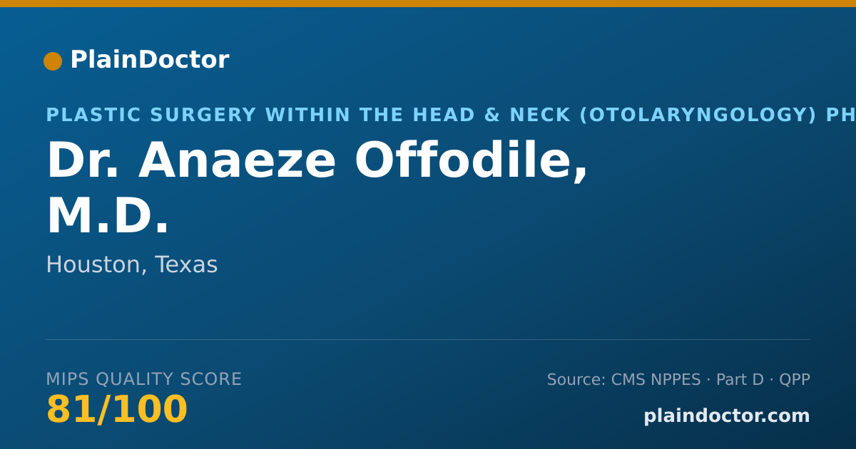Shareable card for Anaeze Offodile, M.D. - Plastic Surgery within the Head & Neck (Otolaryngology) Physician, Houston, TX