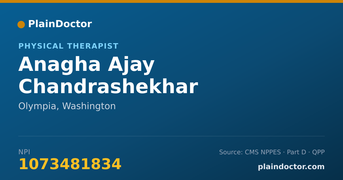 Shareable card for Anagha Ajay Chandrashekhar - Physical Therapist, Olympia, WA