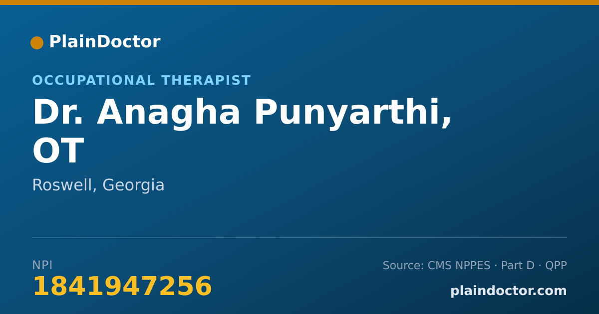Shareable card for Anagha Punyarthi, OT - Occupational Therapist, Roswell, GA