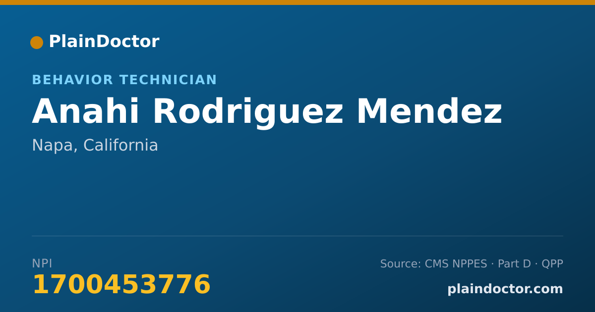 Shareable card for Anahi Rodriguez Mendez - Behavior Technician, Napa, CA