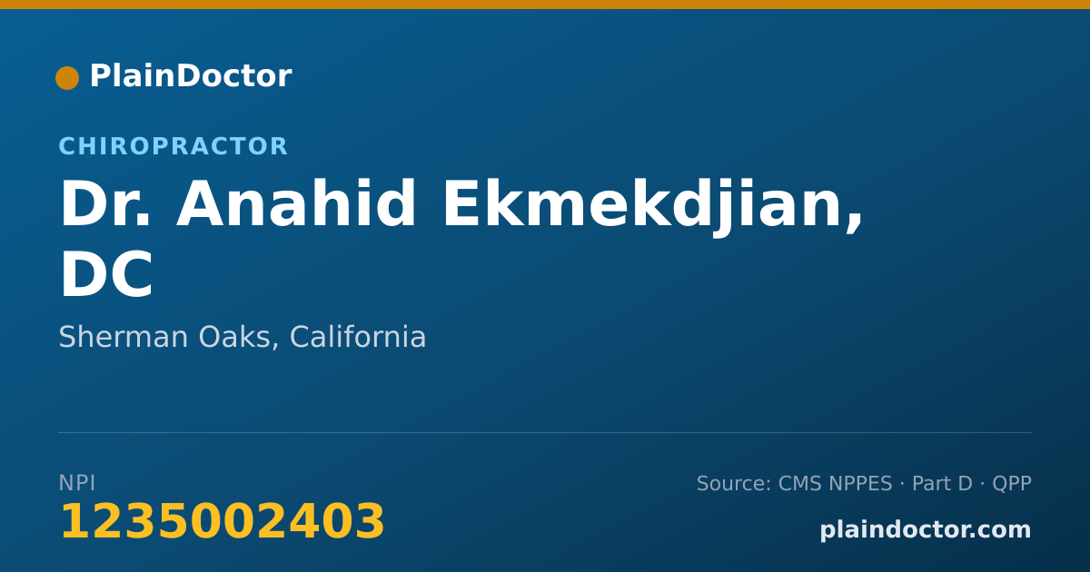 Shareable card for Anahid Ekmekdjian, DC - Chiropractor, Sherman Oaks, CA