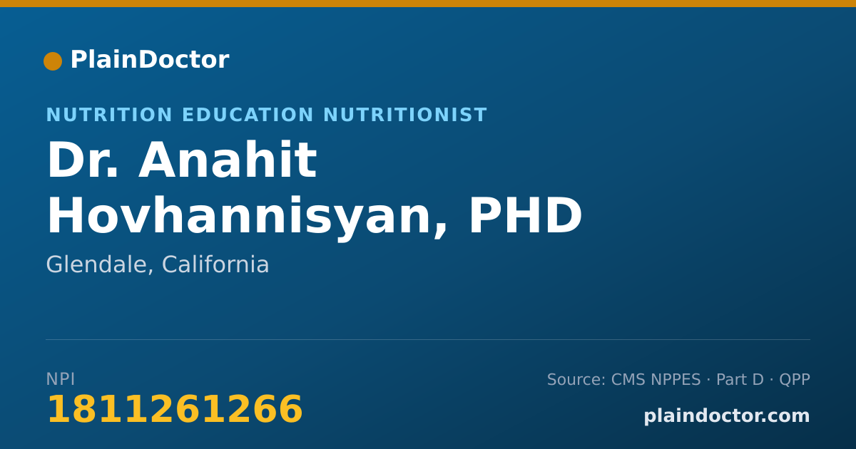 Shareable card for Anahit Hovhannisyan, PHD - Nutrition Education Nutritionist, Glendale, CA