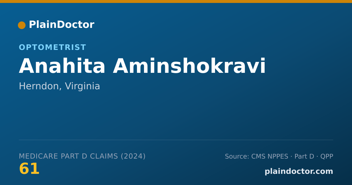Shareable card for Anahita Aminshokravi - Optometrist, Herndon, VA