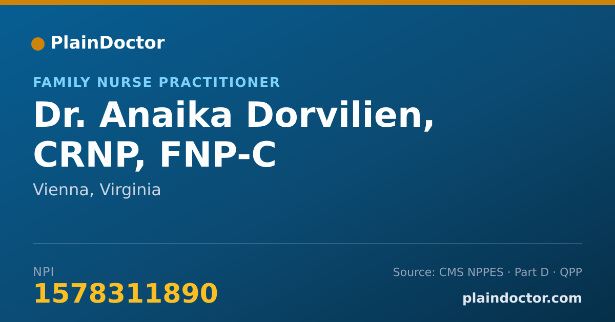Shareable card for Anaika Dorvilien, CRNP, FNP-C - Family Nurse Practitioner, Vienna, VA