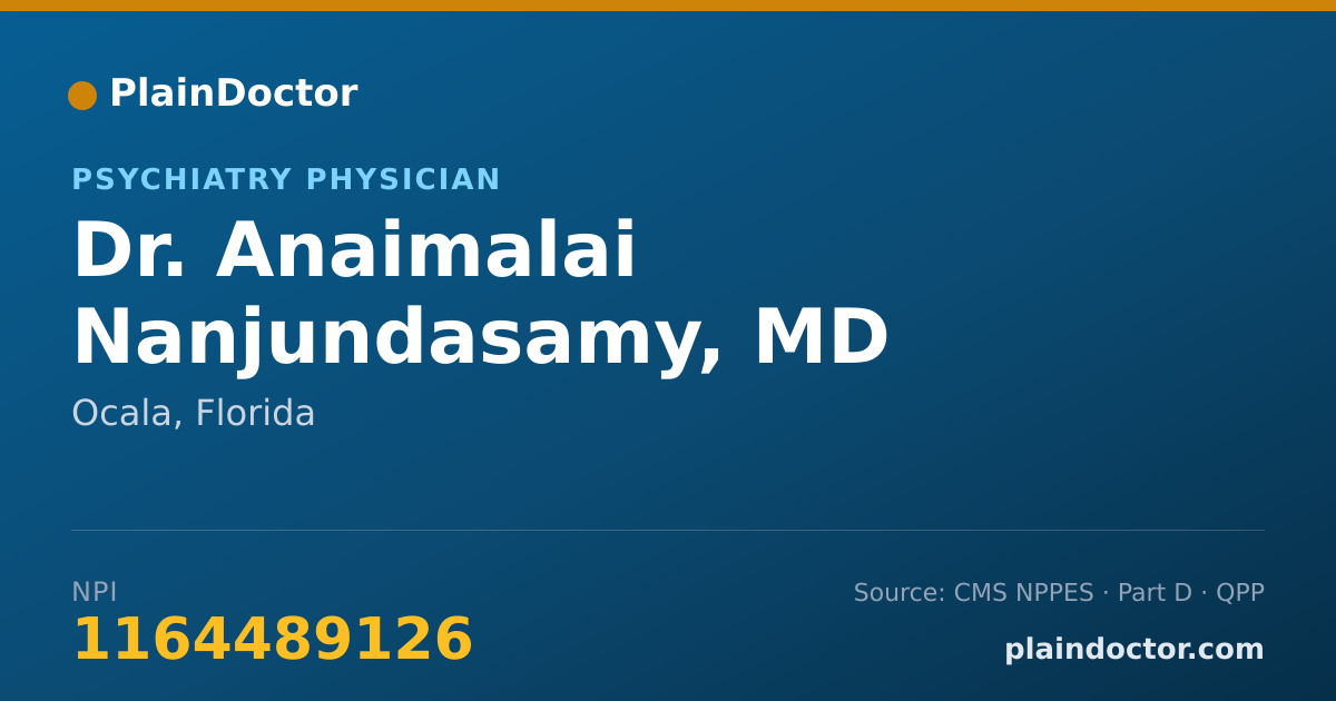 Shareable card for Anaimalai Nanjundasamy, MD - Psychiatry Physician, Ocala, FL