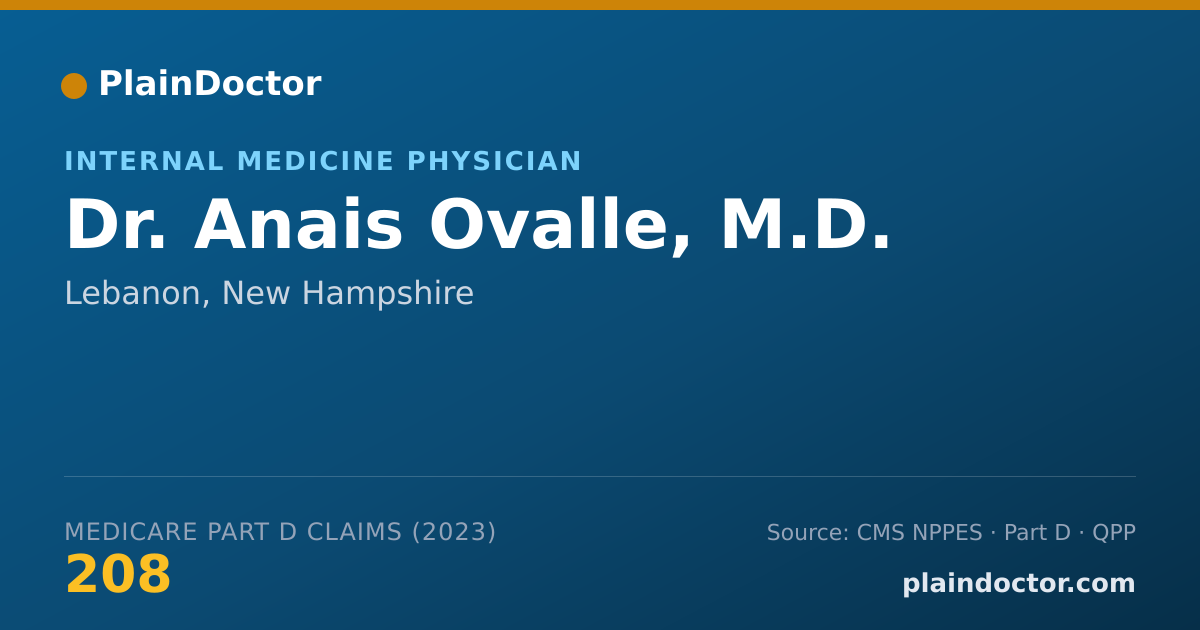 Shareable card for Anais Ovalle, M.D. - Internal Medicine Physician, Lebanon, NH