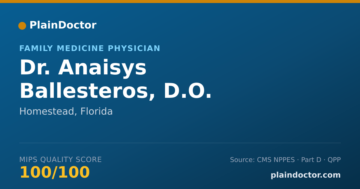 Shareable card for Anaisys Ballesteros, D.O. - Family Medicine Physician, Homestead, FL