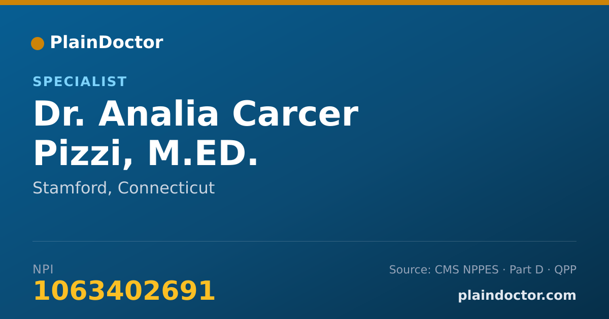 Shareable card for Analia Carcer Pizzi, M.ED. - Specialist, Stamford, CT