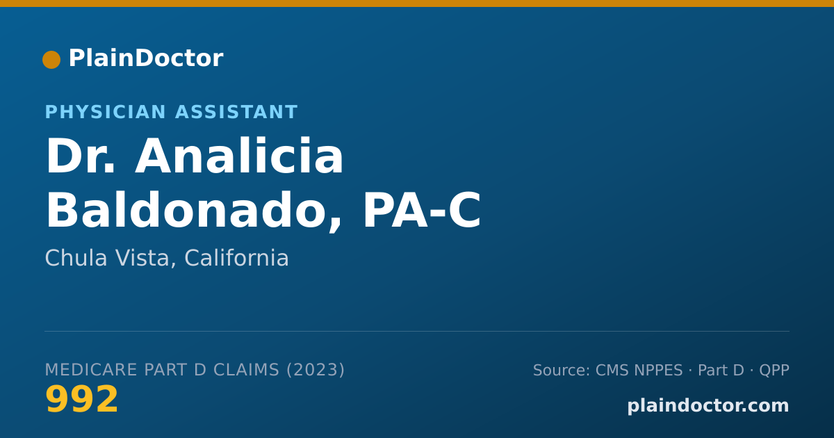 Shareable card for Analicia Baldonado, PA-C - Physician Assistant, Chula Vista, CA