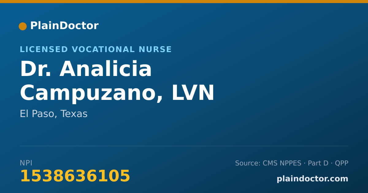 Shareable card for Analicia Campuzano, LVN - Licensed Vocational Nurse, El Paso, TX