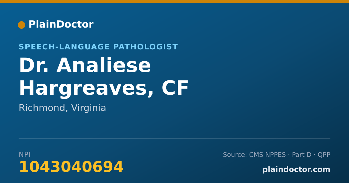 Shareable card for Analiese Hargreaves, CF - Speech-Language Pathologist, Richmond, VA
