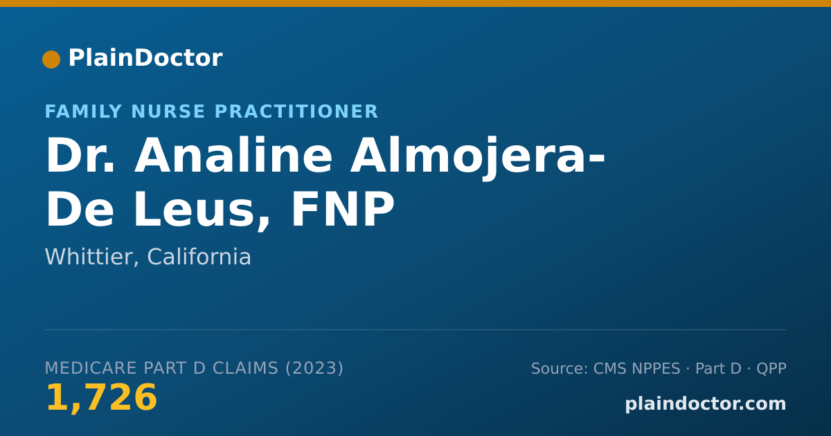 Shareable card for Analine Almojera- De Leus, FNP - Family Nurse Practitioner, Whittier, CA