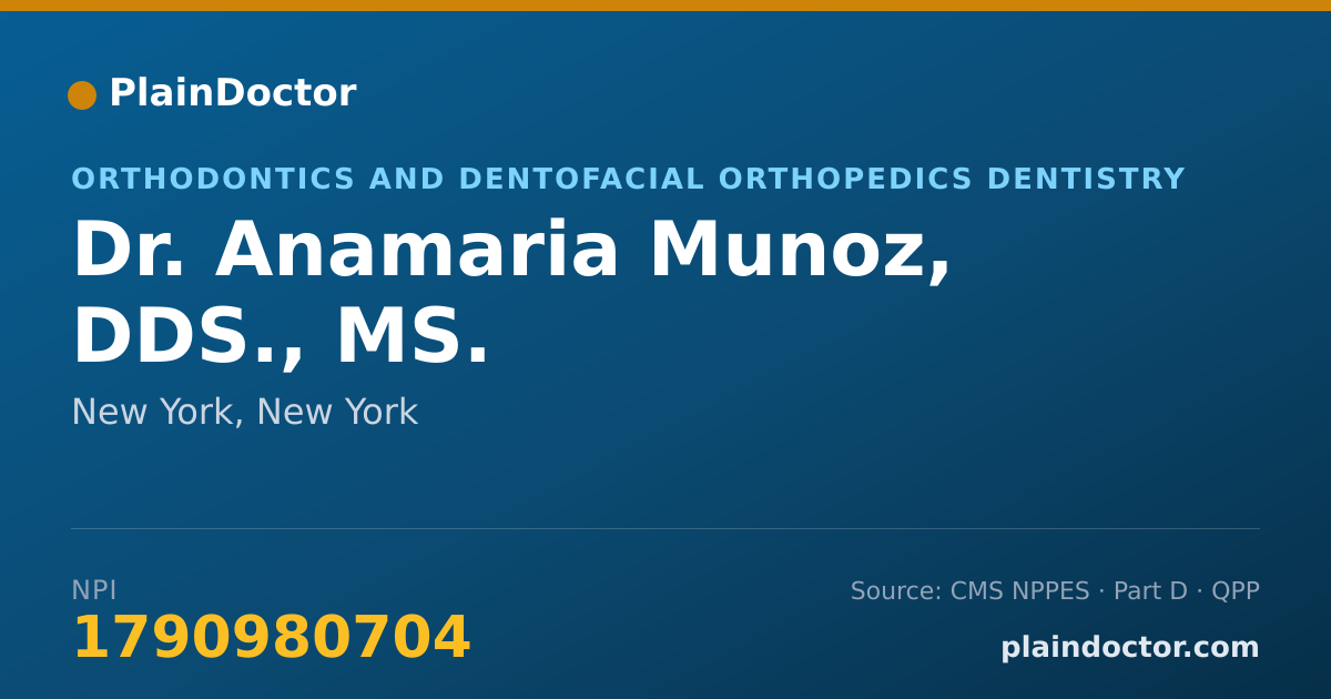 Shareable card for Anamaria Munoz, DDS., MS. - Orthodontics and Dentofacial Orthopedics Dentistry, New York, NY