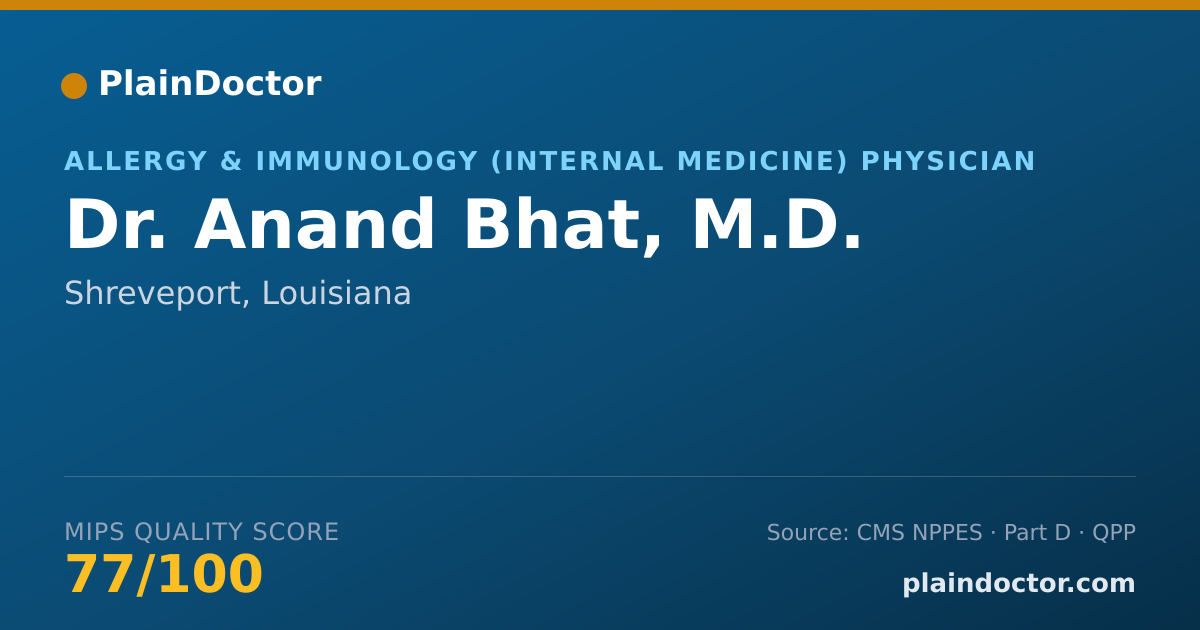 Shareable card for Anand Bhat, M.D. - Allergy & Immunology (Internal Medicine) Physician, Shreveport, LA