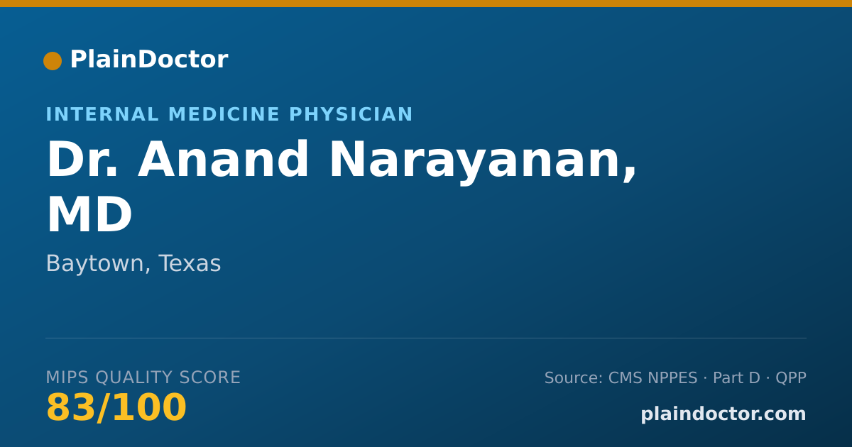 Shareable card for Anand Narayanan, MD - Internal Medicine Physician, Baytown, TX