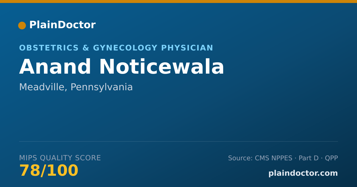 Shareable card for Anand Noticewala - Obstetrics & Gynecology Physician, Meadville, PA