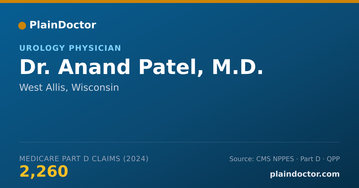 Shareable card for Anand Patel, M.D. - Urology Physician, West Allis, WI