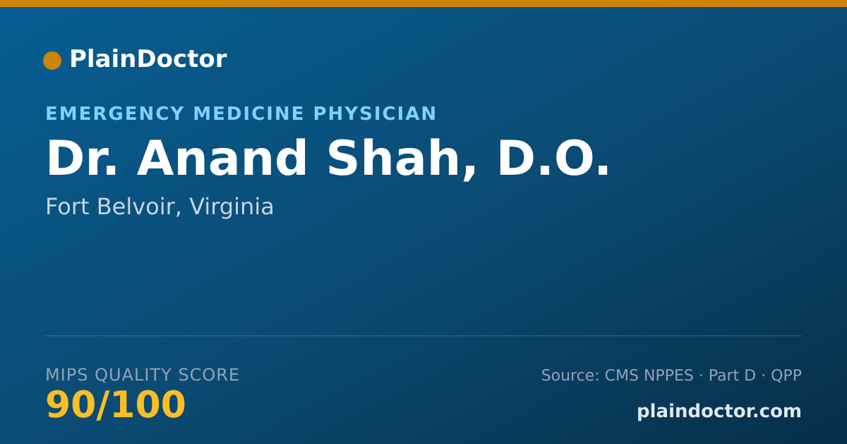 Shareable card for Anand Shah, D.O. - Emergency Medicine Physician, Fort Belvoir, VA