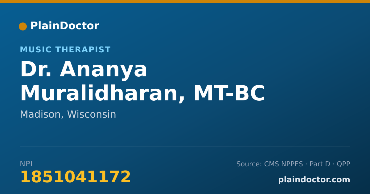 Shareable card for Ananya Muralidharan, MT-BC - Music Therapist, Madison, WI