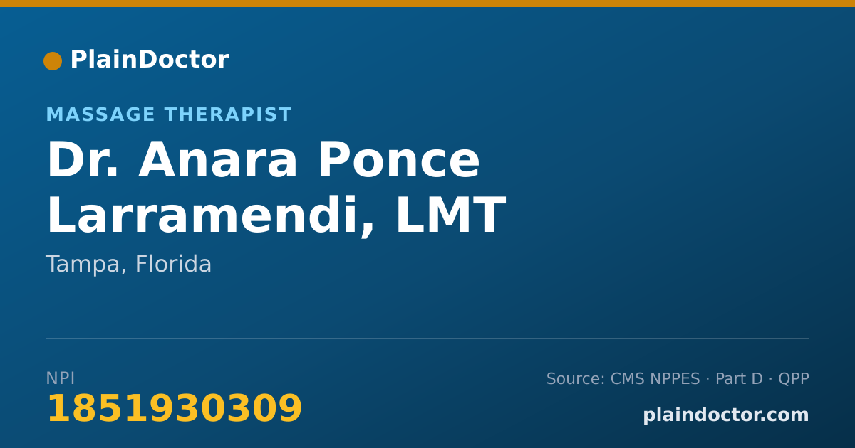 Shareable card for Anara Ponce Larramendi, LMT - Massage Therapist, Tampa, FL