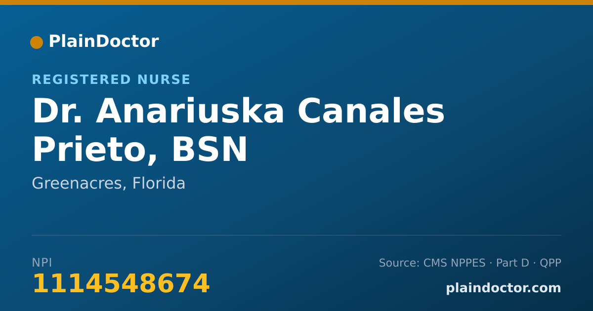 Shareable card for Anariuska Canales Prieto, BSN - Registered Nurse, Greenacres, FL