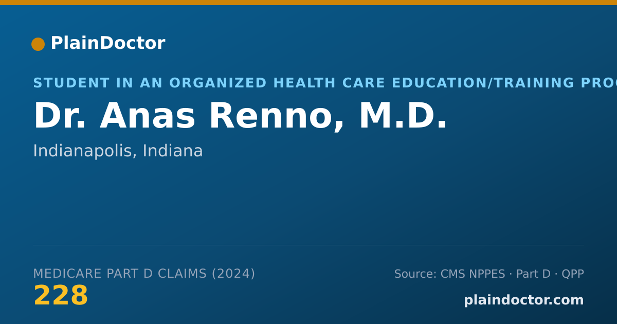 Shareable card for Anas Renno, M.D. - Student in an Organized Health Care Education/Training Program, Indianapolis, IN