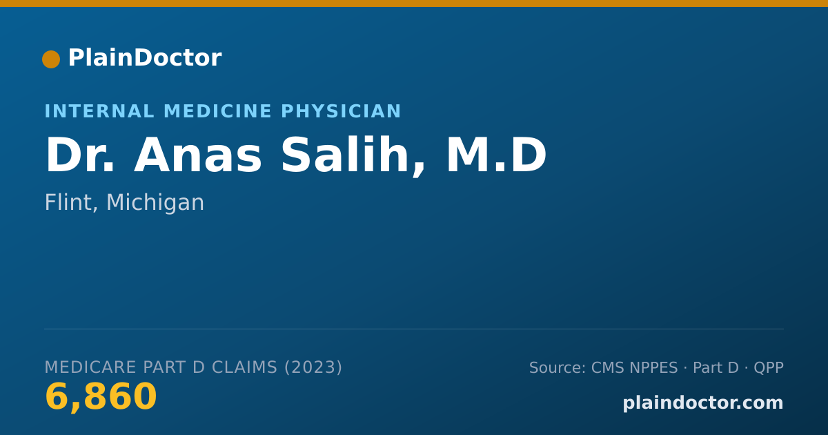 Shareable card for Anas Salih, M.D - Internal Medicine Physician, Flint, MI