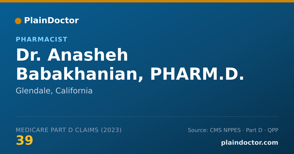 Shareable card for Anasheh Babakhanian, PHARM.D. - Pharmacist, Glendale, CA