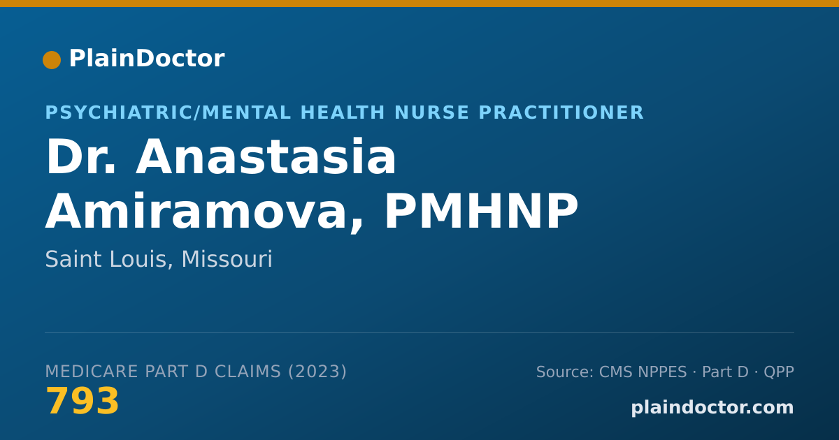 Shareable card for Anastasia Amiramova, PMHNP - Psychiatric/Mental Health Nurse Practitioner, Saint Louis, MO
