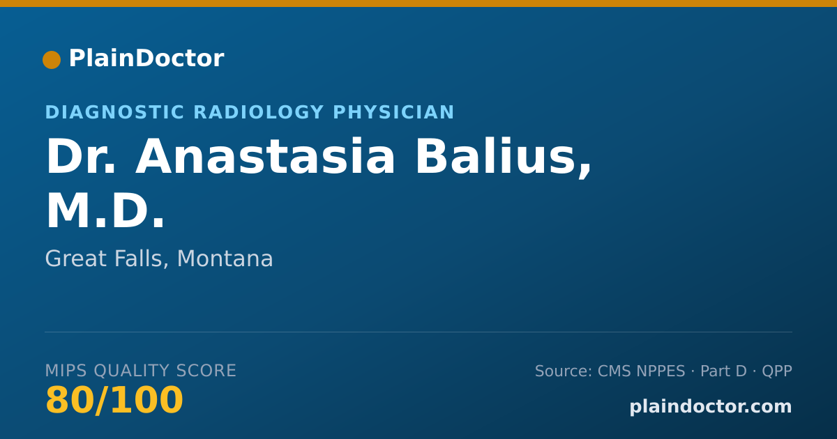 Shareable card for Anastasia Balius, M.D. - Diagnostic Radiology Physician, Great Falls, MT